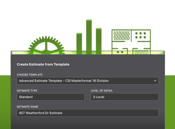 Constuction Estimate Templates are completely customizable in UDA's construction estimating software 