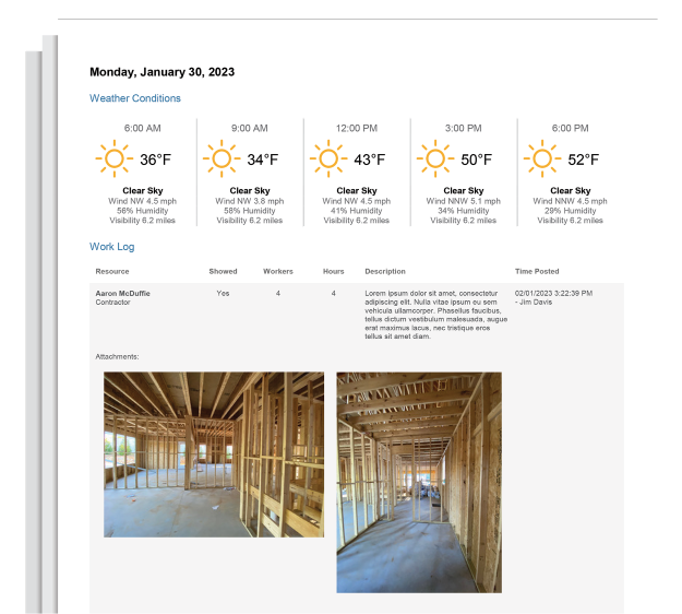 Construction Daily Reports from Work Log Book Entries